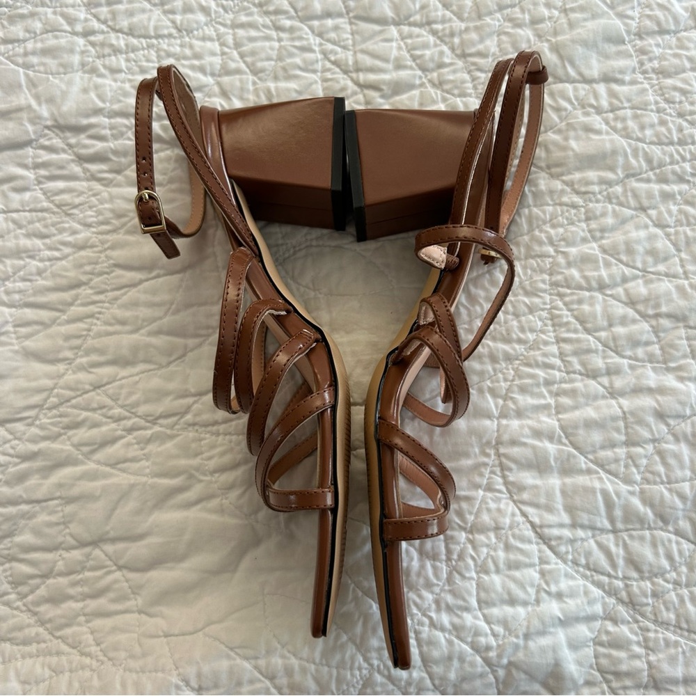 J.Crew Layne Strappy-Sandal Heels in Brown Leather - Picture 4 of 8